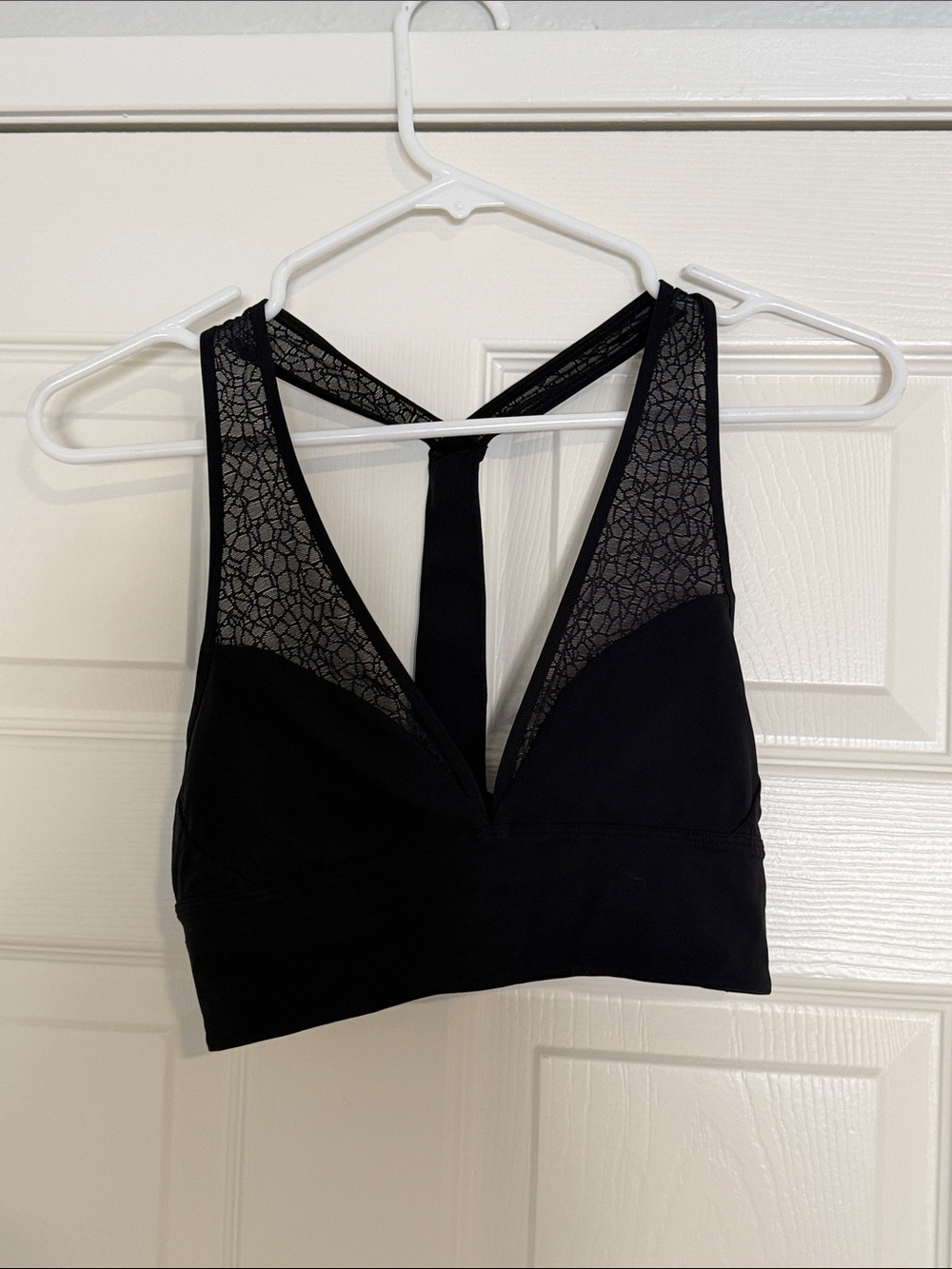 Lululemon Black Lace-Panel Sports Bra